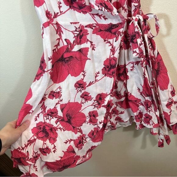 ✨ Free People French Quarter Wrap Mini Dress White Pink Floral Small - Picture 6 of 12